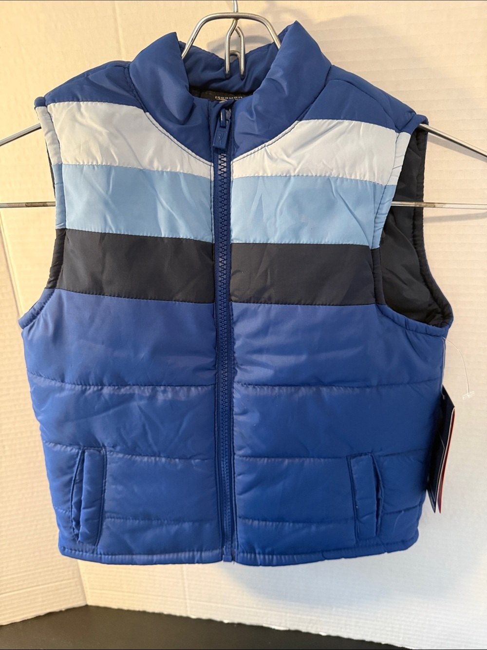 Reebok Boys Blue Multi-Stripe Puffer Vest